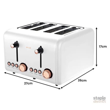 Pronti Breakfast Set with Rose Gold Kettle & Toaster with 1.2L Espresso Machine - White - Appliances > Kitchen
