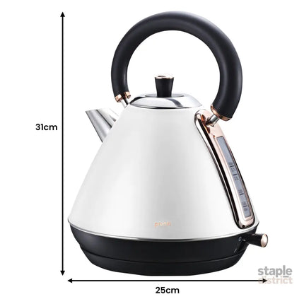 Pronti Breakfast Set with Rose Gold Kettle & Toaster with 1.2L Espresso Machine - White - Appliances > Kitchen