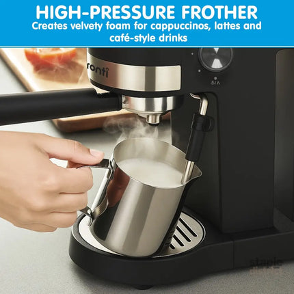 Pronti CM-850D Coffee Machine 20 Bar Espresso Maker with Milk Frother and 1.25L Tank - Appliances > Kitchen Appliances