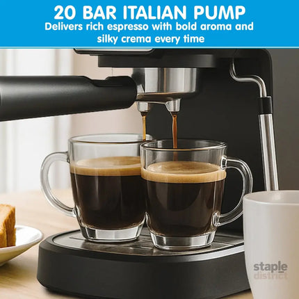 Pronti CM-850D Coffee Machine 20 Bar Espresso Maker with Milk Frother and 1.25L Tank - Appliances > Kitchen Appliances