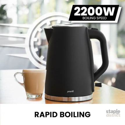Pronti Silver Noir Collection 1.7L Electric Kettle - Appliances > Kitchen Appliances > Kettles