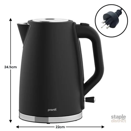 Pronti Silver Noir Collection 1.7L Electric Kettle - Appliances > Kitchen Appliances > Kettles