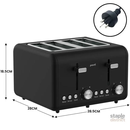 Pronti Silver Noir Collection 4 Slice Toaster and Kettle Bundle - Appliances > Kitchen Appliances > Kettles