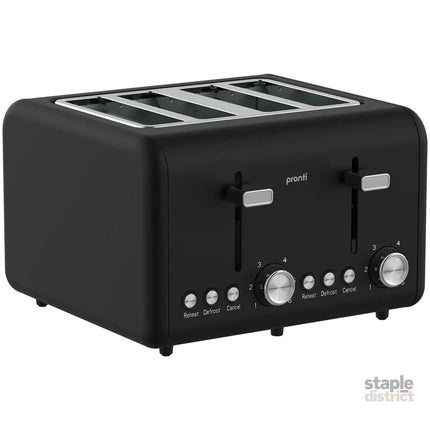 Pronti Silver Noir Collection 4 Slice Toaster and Kettle Bundle - Appliances > Kitchen Appliances > Kettles