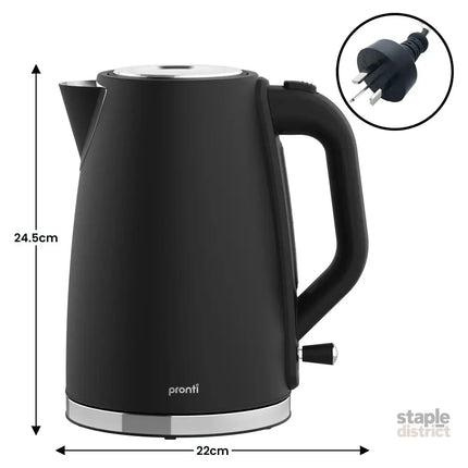 Pronti Silver Noir Collection 4 Slice Toaster and Kettle Bundle - Appliances > Kitchen Appliances > Kettles