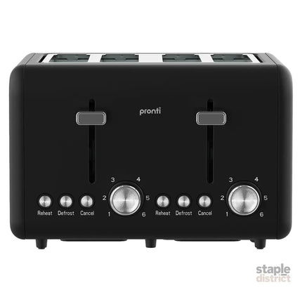 Pronti Silver Noir Collection 4 Slice Toaster with Dual Controls - Appliances > Kitchen Appliances > Toasters & Grills