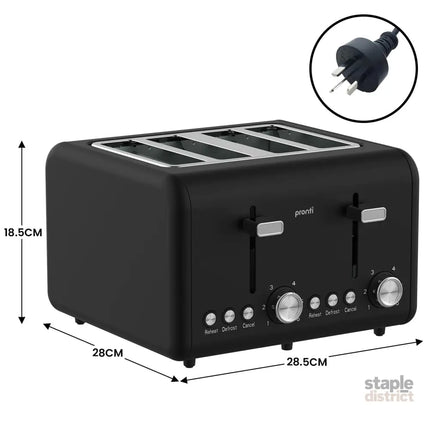 Pronti Silver Noir Collection 4 Slice Toaster with Dual Controls - Appliances > Kitchen Appliances > Toasters & Grills