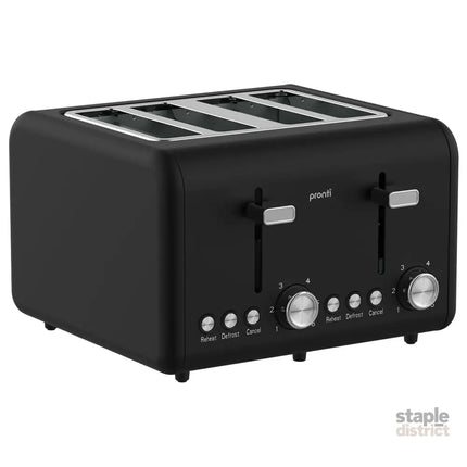 Pronti Silver Noir Collection 4 Slice Toaster with Dual Controls - Appliances > Kitchen Appliances > Toasters & Grills