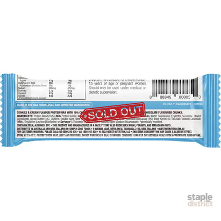 Quest Cookies & Cream Protein Bars 12x60g x3-2050056873591312387