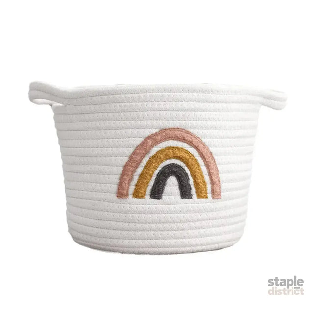 Rainbow Cotton Rope Storage Basket Handheld Desktop Organizer Large Basket - Baby & Kids > Kid’s Furniture > Toy Boxes