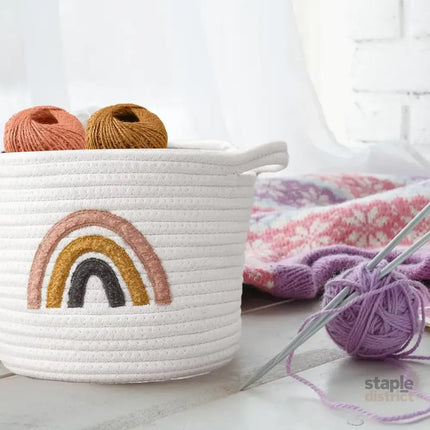 Rainbow Cotton Rope Storage Basket Handheld Desktop Organizer Large Basket - Baby & Kids > Kid’s Furniture > Toy Boxes