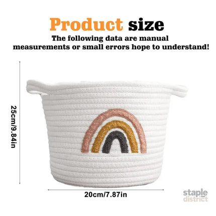 Rainbow Cotton Rope Storage Basket Handheld Desktop Organizer Large Basket - Baby & Kids > Kid’s Furniture > Toy Boxes