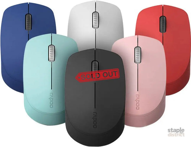 RAPOO M100 2.4GHz & Bluetooth 3 / 4 Quiet Click Wireless Mouse Blue - 1300dpi Connects up to 3 Devices Up to 9 months