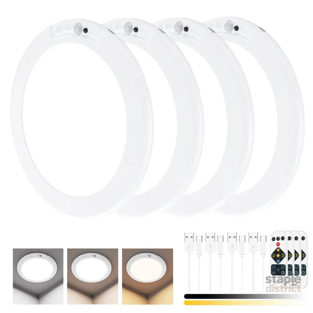 Rechargeable Motion Sensor Ceiling Light with Remote Battery Ceiling Light Wireless 3 Colors Dimmable Indoor Overhead