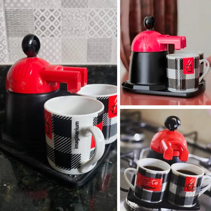 Red Mini Expresso 2Cups Ceramics Coffee Maker Moka Coffee Maker Italian Classic - Appliances > Kitchen Appliances >