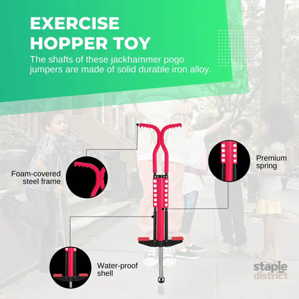 Red Pogo Stick Kids - Childrens Jumping Jackhammer Exercise Hopper Toy - Baby & Kids > Baby & Kid’s Toys > Outdoor Play