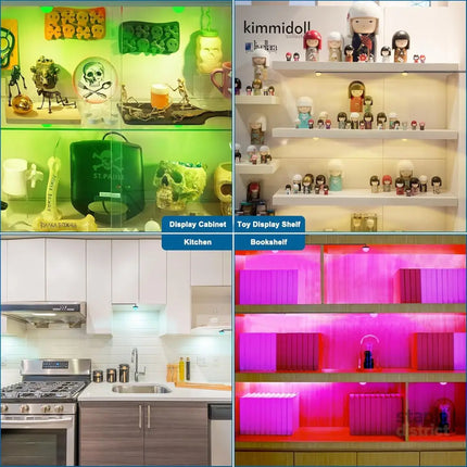 RGB Single LED Kitchen Under Cabinet Puck Light,Color Changing LED Under Cabinet Lights Kit,Aluminum Slim Multi Color