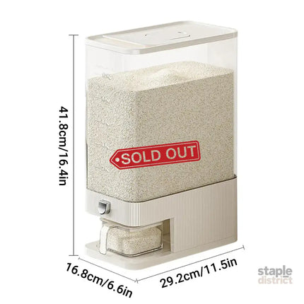 Rice Cereal Dispenser 10KG Grain Container Auto Food Storage Box Measuring Cup - Commercial > Packaging > Postage
