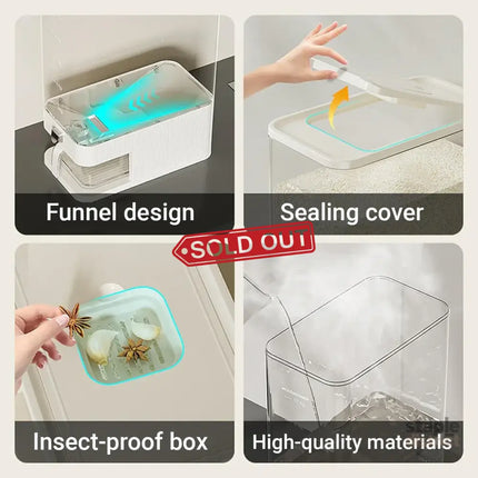 Rice Cereal Dispenser 10KG Grain Container Auto Food Storage Box Measuring Cup - Commercial > Packaging > Postage