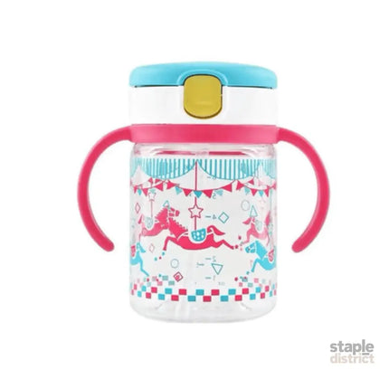 Richell - Aqulea Clear Straw Bottle Mug 200ml Pink Carousel-2006733336407576576