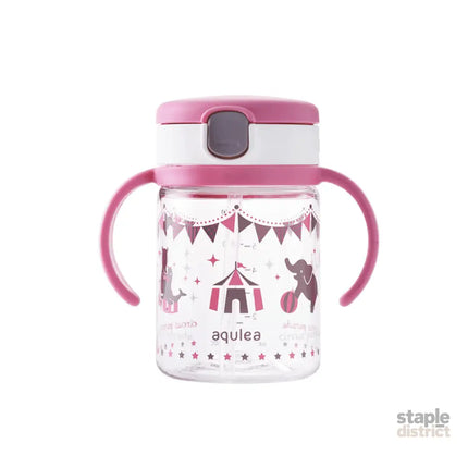 Richell - Aqulea Clear Straw Bottle Mug 200ml Pink Circus-2006733336093003776