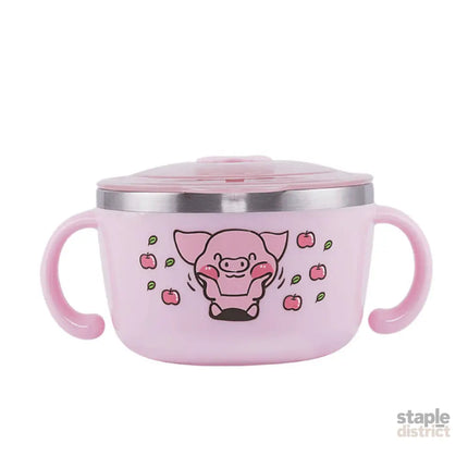 Richell Stainless Steel Bowl 480ml Pink-2006733338789941248