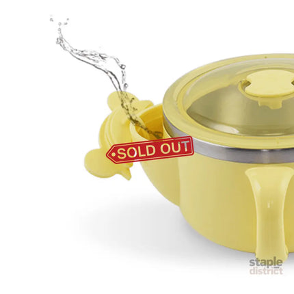 Richell Stainless Steel Bowl 480ml Yellow-2006733337028333569