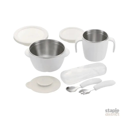 RICHELL TLI Stainless steel Feeding Set White-2006733337187717120