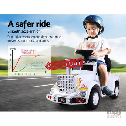Rigo Kids Electric Ride On Car Truck Motorcycle Motorbike Toy Cars 6V White - Baby & Kids > Ride On Cars Go-karts &