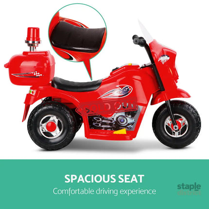 Rigo Kids Electric Ride On Police Motorcycle Motorbike 6V Battery Red - Baby & Kids > Ride On Cars Go-karts & Bikes >