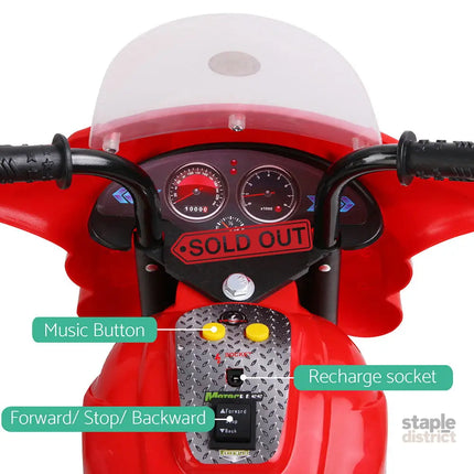 Rigo Kids Electric Ride On Police Motorcycle Motorbike 6V Battery Red - Baby & Kids > Ride On Cars Go-karts & Bikes >