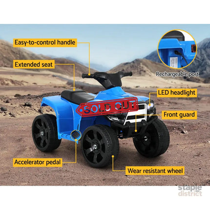 Rigo Kids Ride On ATV Quad Motorbike Car 4 Wheeler Electric Toys Battery Blue - Baby & Kids > Ride On Cars Go-karts &