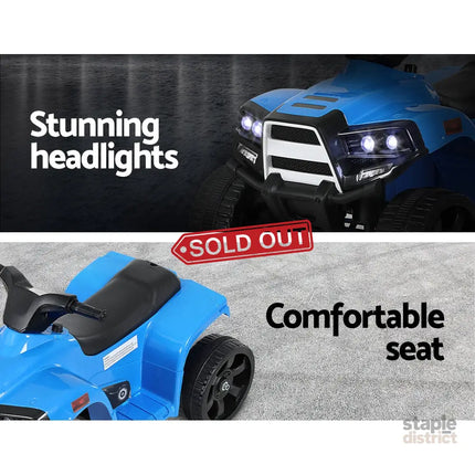 Rigo Kids Ride On ATV Quad Motorbike Car 4 Wheeler Electric Toys Battery Blue - Baby & Kids > Ride On Cars Go-karts &