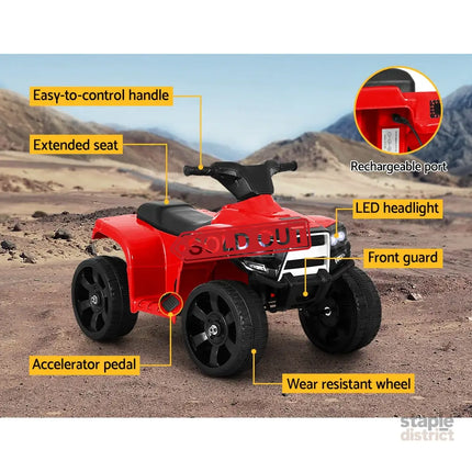 Rigo Kids Ride On ATV Quad Motorbike Car 4 Wheeler Electric Toys Battery Red - Baby & Kids > Ride On Cars Go-karts &
