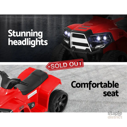 Rigo Kids Ride On ATV Quad Motorbike Car 4 Wheeler Electric Toys Battery Red - Baby & Kids > Ride On Cars Go-karts &