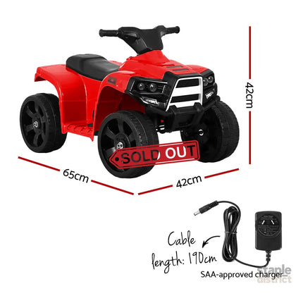 Rigo Kids Ride On ATV Quad Motorbike Car 4 Wheeler Electric Toys Battery Red - Baby & Kids > Ride On Cars Go-karts &