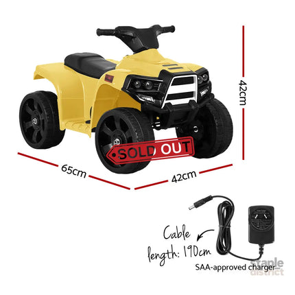 Rigo Kids Ride On ATV Quad Motorbike Car 4 Wheeler Electric Toys Battery Yellow - Baby & Kids > Ride On Cars Go-karts &