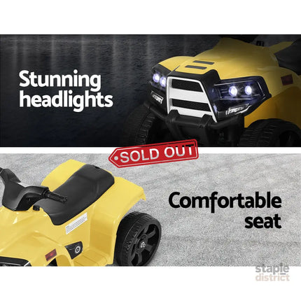 Rigo Kids Ride On ATV Quad Motorbike Car 4 Wheeler Electric Toys Battery Yellow - Baby & Kids > Ride On Cars Go-karts &