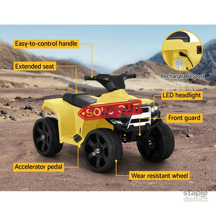 Rigo Kids Ride On ATV Quad Motorbike Car 4 Wheeler Electric Toys Battery Yellow - Baby & Kids > Ride On Cars Go-karts &