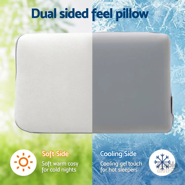 RoomSense Cooling Memory Foam Pillows Queen Size 1 Pack Dual-Sided Bed Pillows for Hot Sleepers 55D Solid Core Side