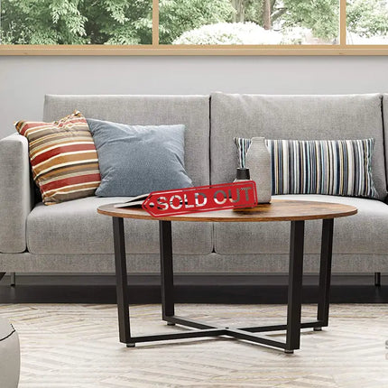 Round Coffee Table Rustic Brown and Black - Furniture > Outdoor > Outdoor Dining Sets