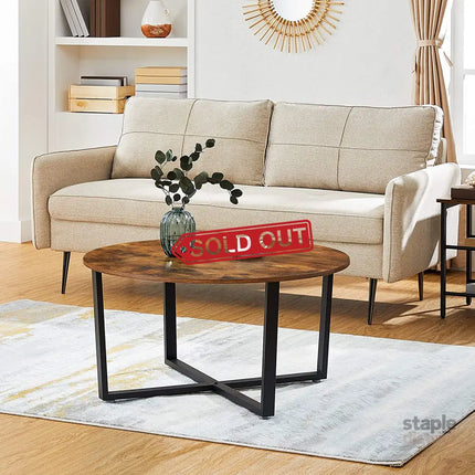 Round Coffee Table Rustic Brown and Black - Furniture > Outdoor > Outdoor Dining Sets