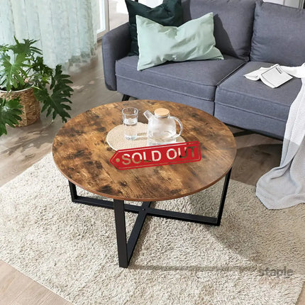 Round Coffee Table Rustic Brown and Black - Furniture > Outdoor > Outdoor Dining Sets