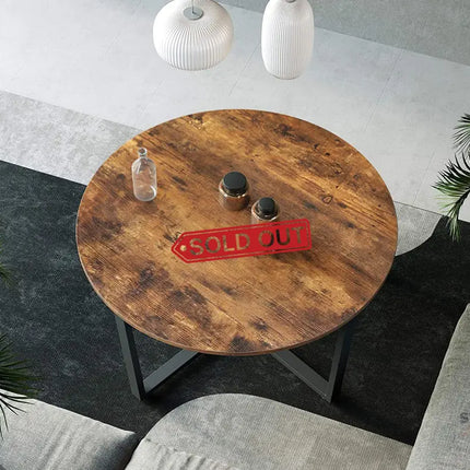 Round Coffee Table Rustic Brown and Black - Furniture > Outdoor > Outdoor Dining Sets