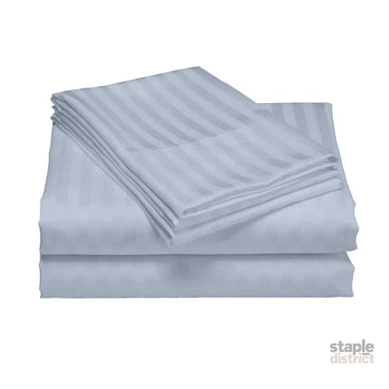 Royal Comfort 1200 Thread count Damask Stripe Cotton Blend sheet sets King Blue Fog-1951134870315077634
