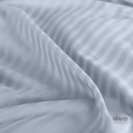Royal Comfort 1200 Thread count Damask Stripe Cotton Blend sheet sets King Blue Fog-1951134870315077635