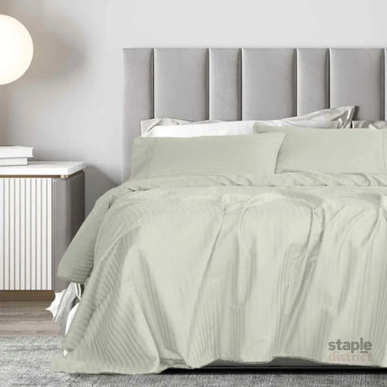 Royal Comfort 1200 Thread count Damask Stripe Cotton Blend sheet sets King Pebble-1951134870528987137