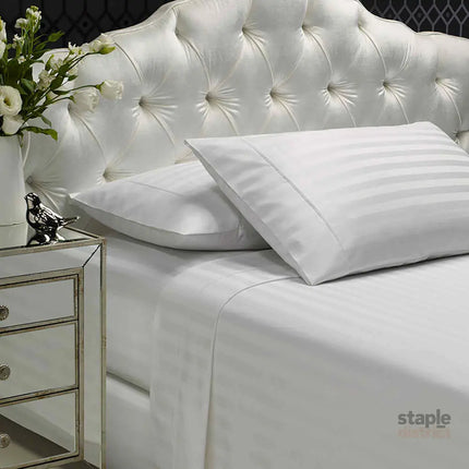 Royal Comfort 1200 Thread count Damask Stripe Cotton Blend sheet sets King White-1951134867056103426
