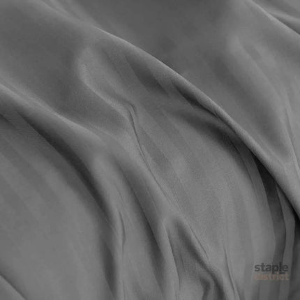 Royal Comfort 1200 Thread count Damask Stripe Cotton Blend sheet sets Queen Charcoal Grey-1951134866577952772