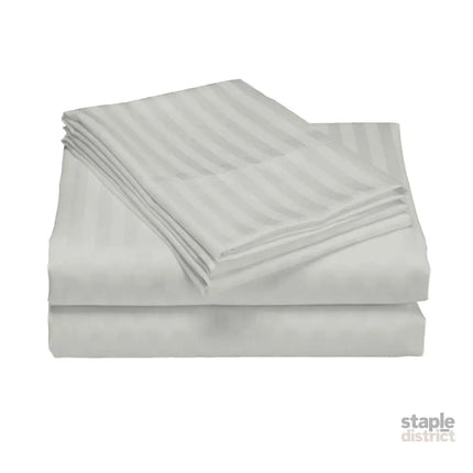 Royal Comfort 1200 Thread count Damask Stripe Cotton Blend sheet sets Queen Silver-1951134866833805315
